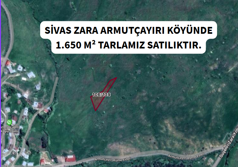 SİVAS ZARA ARMUTÇAYIRI  KÖYÜNDE  1.650  M² TARLA  SATILIKTIR - SİVAS ZARA fotoğraf 6